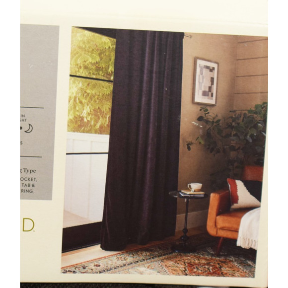 Threshold 50"x84" Blackout Chenille Rod Pocket Curtain Panel Black* - Picture 1 of 7